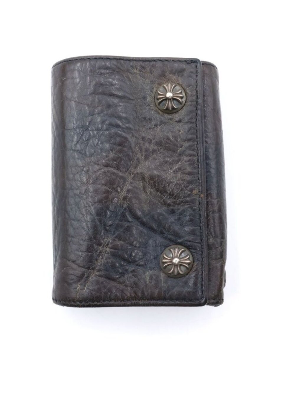 Chrome Hearts 3 Fold Cross Button Leather Wallet Camouflage Brown